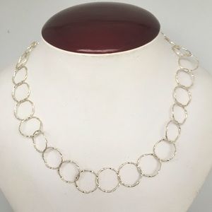 Hammered Sterling circle links chain 18" adjustabl